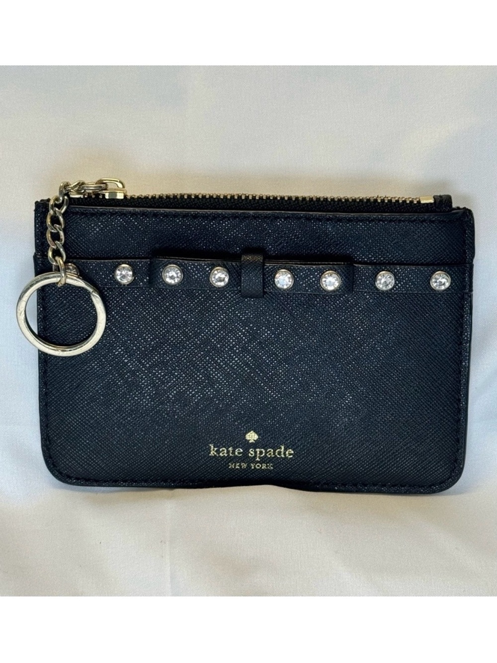 Kate Spade Laurel Way Jeweled Bitsy Card Holder / Coin Purse - Leather